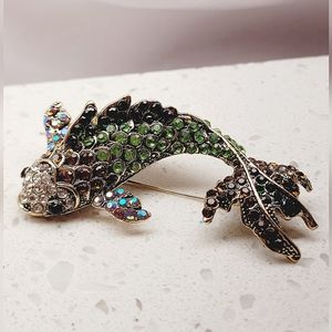 Koi Fish multi-colored Crystals Brooch Pin Pendant NWT